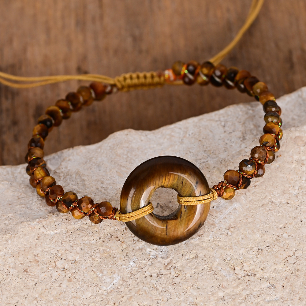 Retro Round Ring Bohemian Women's Tiger Eye Bracelet