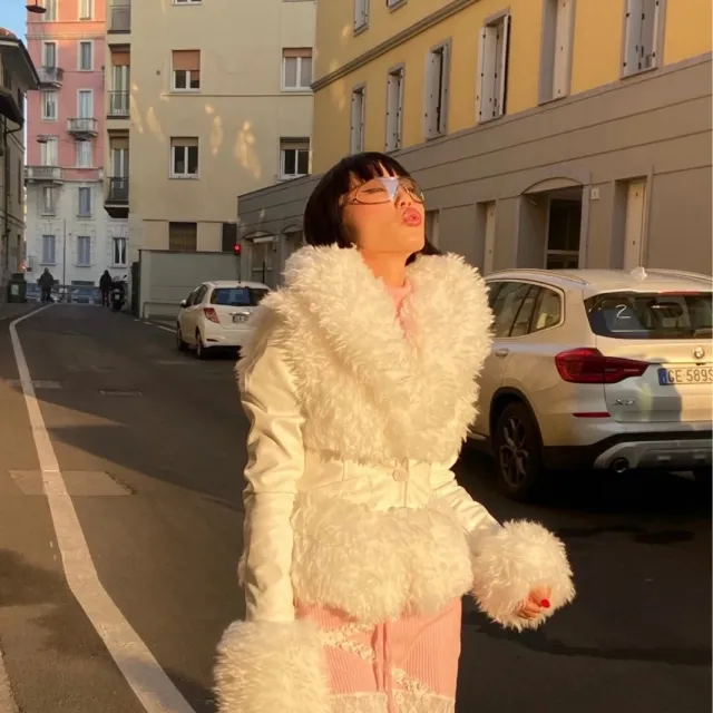 Women's Autumn And Winter White With Lapel Sweet Cool Coat White - Shop at LoveMi