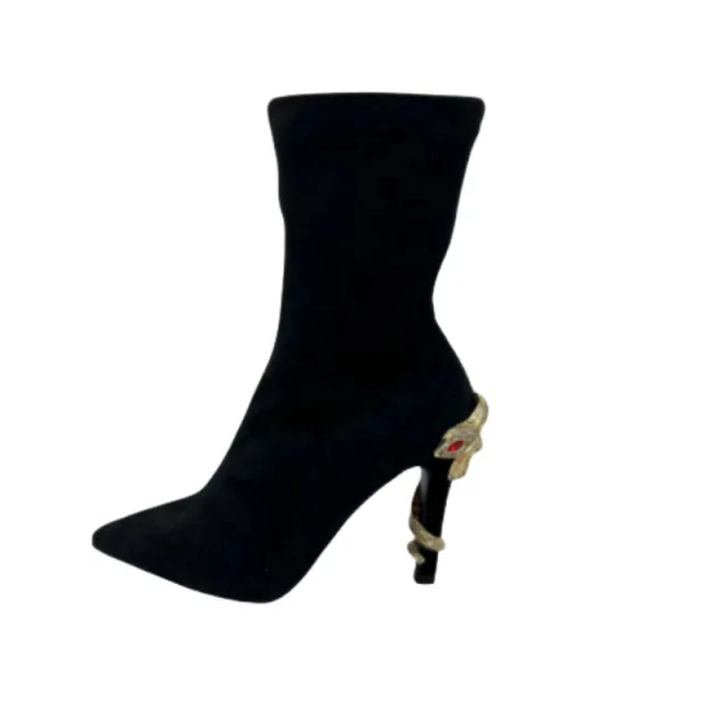 New Black Stiletto Heel Elastic Socks Boots Black - Shop at LoveMi