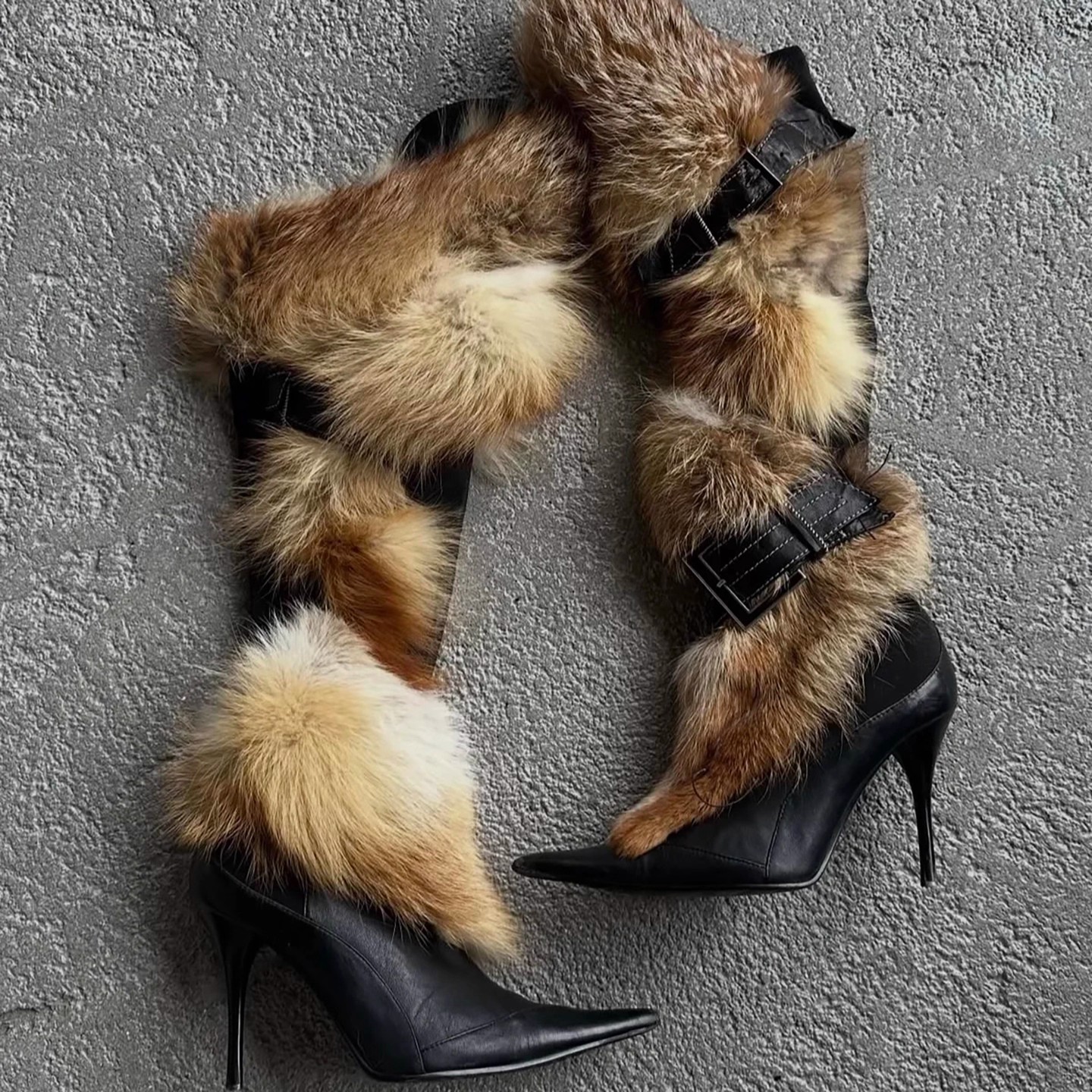 Trendy Y2K-style Fluffy Stiletto Thigh-high Boots