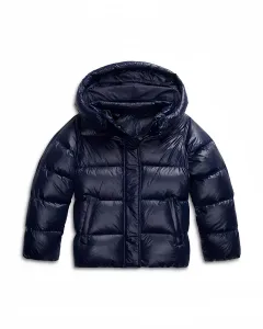 Women's Casual Hooded Cotton Jacket Puffer - Dark Blue - View 1