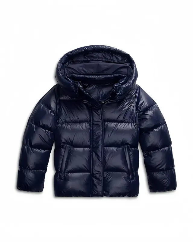 Women's Casual Hooded Cotton Jacket Puffer Dark Blue - Shop at LoveMi