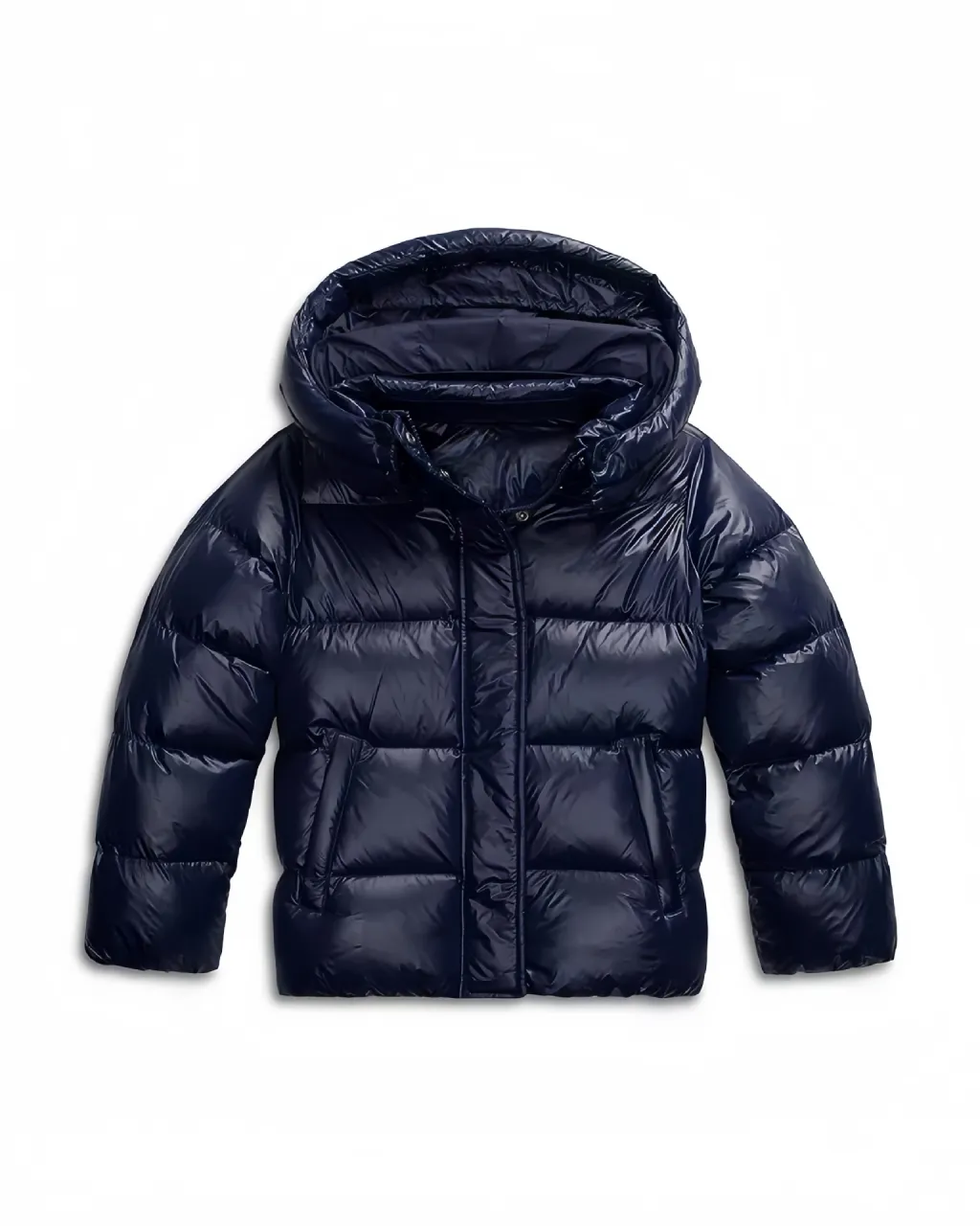 Women's Casual Hooded Cotton Jacket Puffer - Dark Blue
