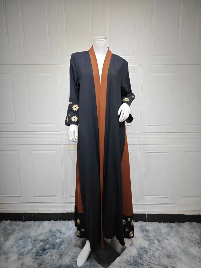 Fashionable Embroidered Long Robe Coat For Women Brown - Shop at LoveMi