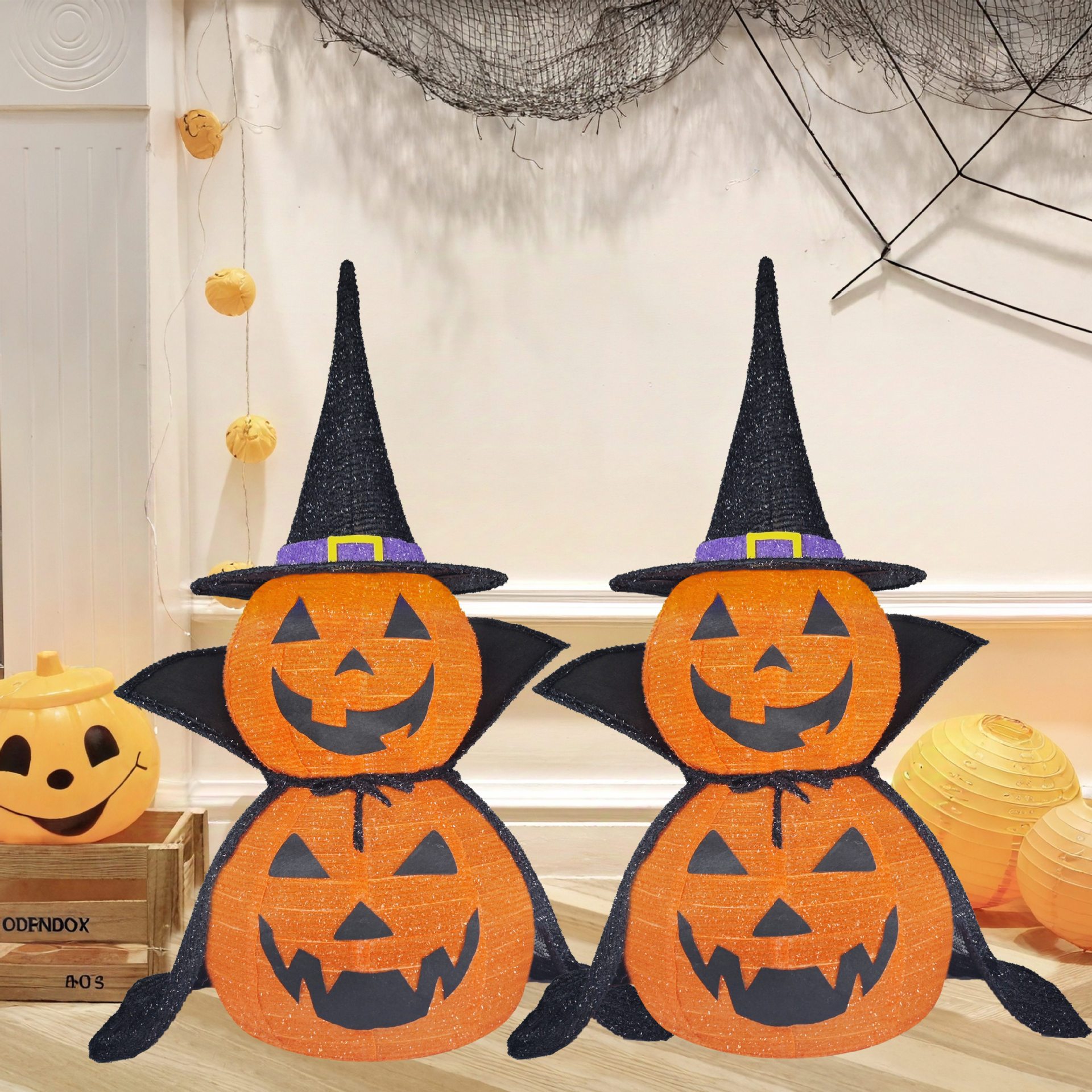 Foldable Pumpkin Lantern Set of Two, picture 4 of 4