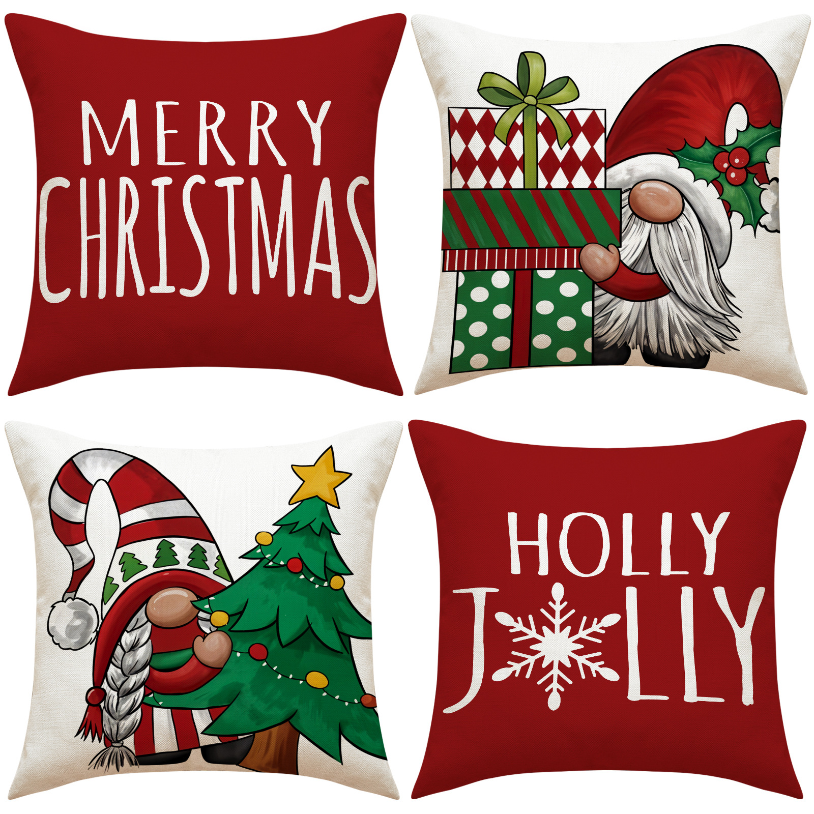 Title 3, Christmas Pillow Red Combination Throw Pillowcase