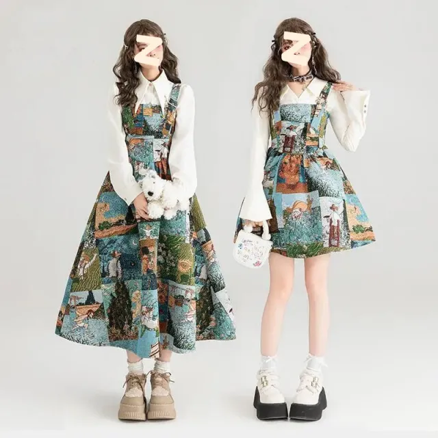 Retro French Style Long Sleeve Shirt Two piece Suit Short Skirt Long Sleeve - Shop at LoveMi