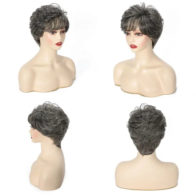 European And American Human Hair Wig Women Dark Gray - Shop at LoveMi