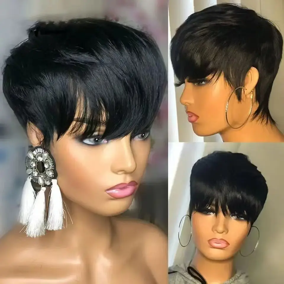 Short Straight Wig Women's Hair Head Cover