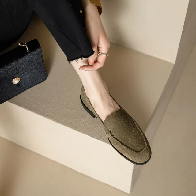 New Autumn Womens Shoes Chunky heelLowheel Lowop Flats Green - Shop at LoveMi