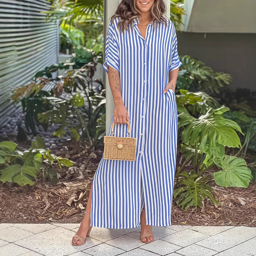 Elegant Casual Striped Womens Dress