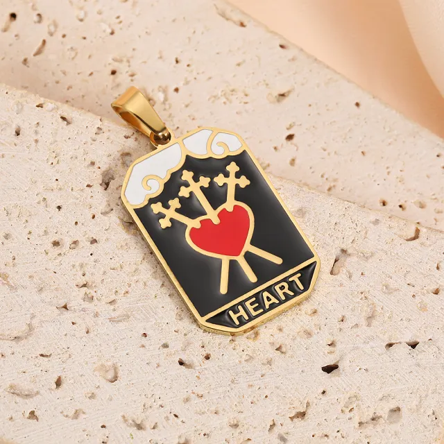 French Retro Tarot Pendant Rectangular Dripping Sweater Necklace Heart - Shop at LoveMi
