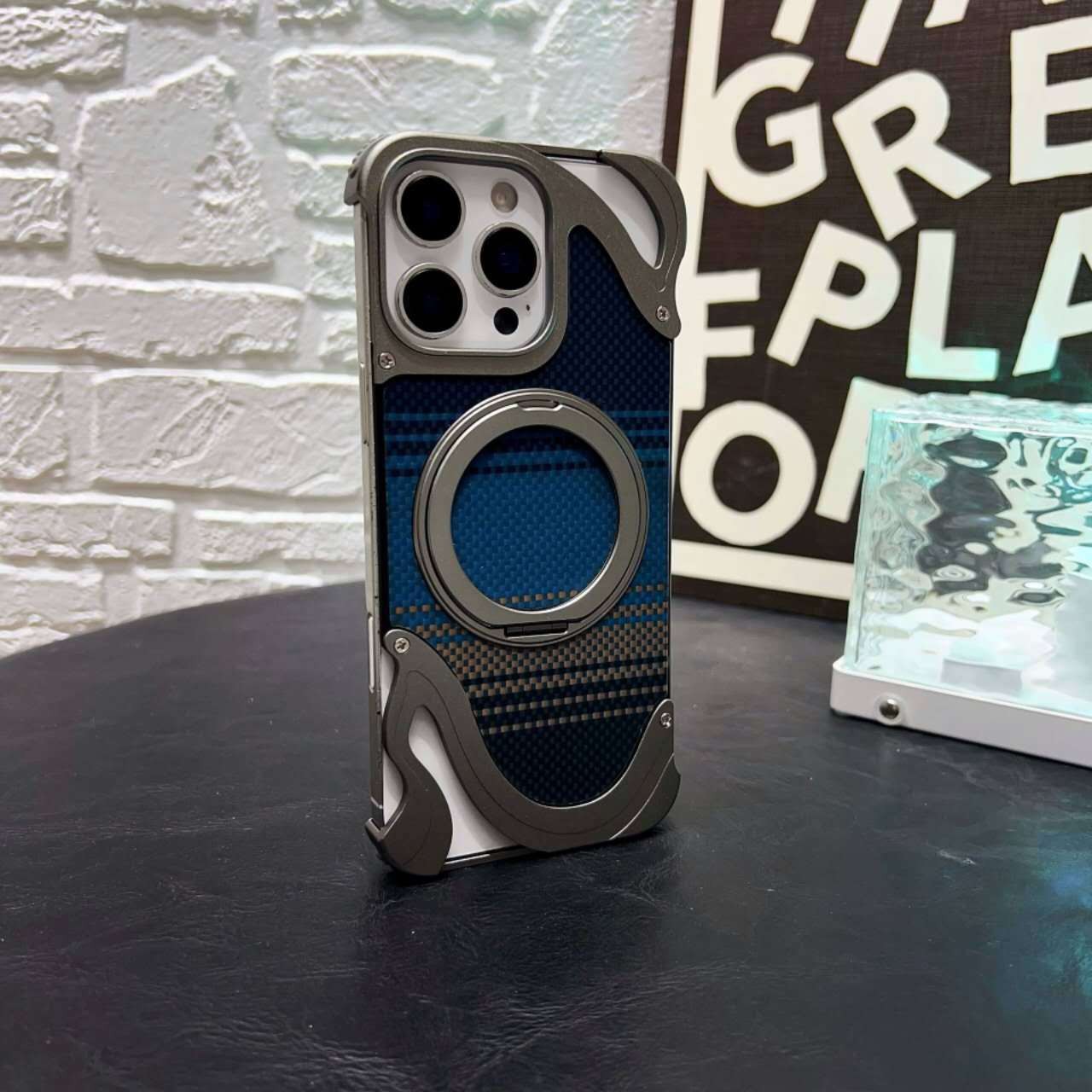 Metal Magnetic Mount Carbon Fiber Backplate Protective Case