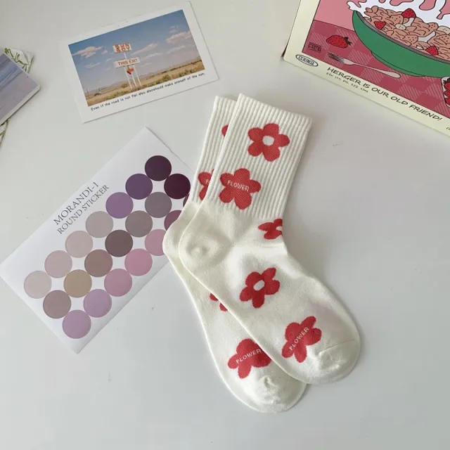 Personalized Sports White Women's Socks M3036 Flowers - Shop at LoveMi