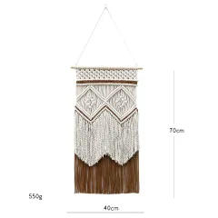 Living Room Decorative Wall Hangings Hand-woven Tapestry Tassel Cotton String Production - Beige - View 1