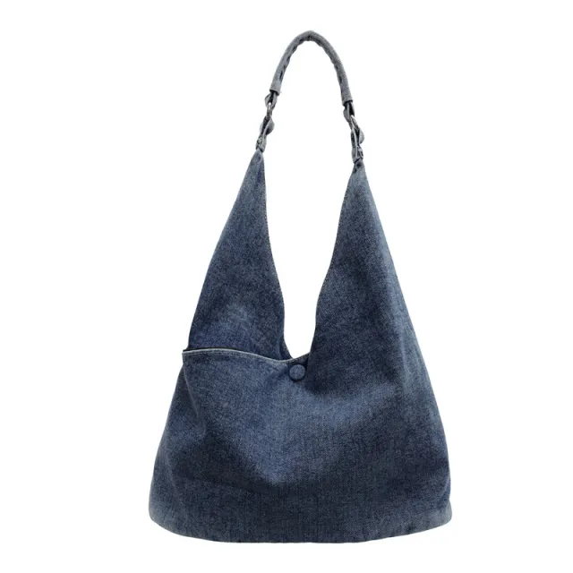 Casual Large Capacity Denim Shoulder Tote Bag Blue - Shop at LoveMi