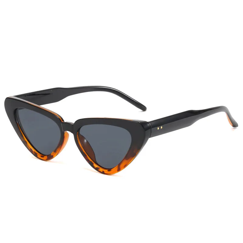Cat-eye Triangular Sunglasses For Women Fashionable UV Protection Shades - Black Leopard Print Frame
