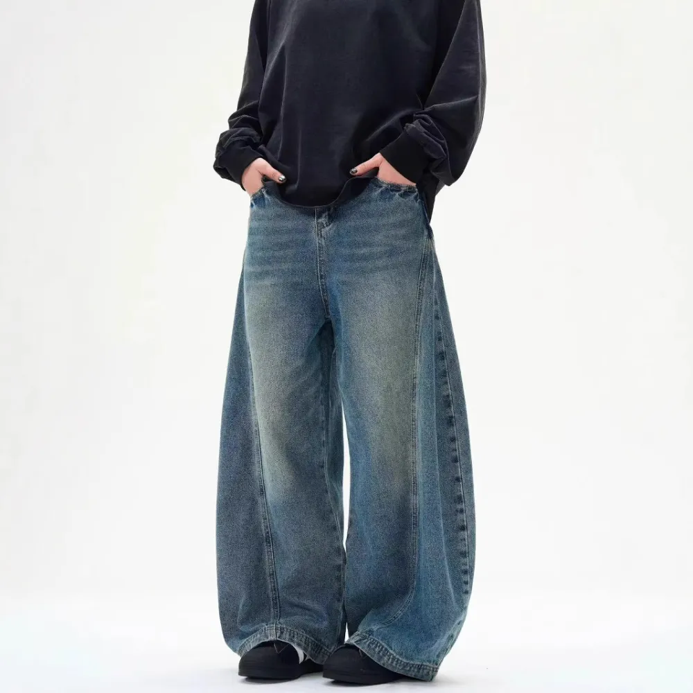American Retro Washed Distressed Machete Design Jeans