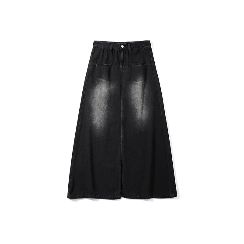 Fashionable High Waist Denim Skirt For Women - Black