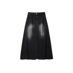Fashionable High Waist Denim Skirt For Women - Black - View 1