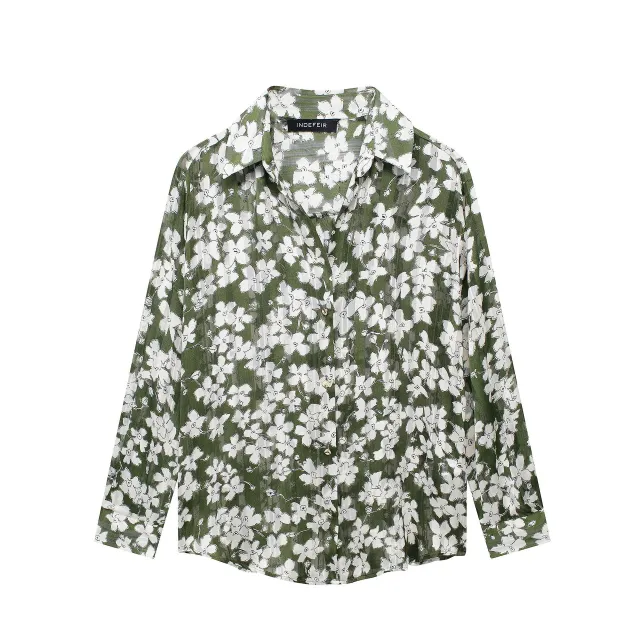 Temperament Leisure Flower Print Loose Casual Shirt - Shop at LoveMi