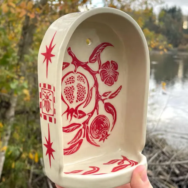 Wall Niche Candle Holder Small Altar Resin Decorative Craft Pomegranate Blessing - Shop at LoveMi