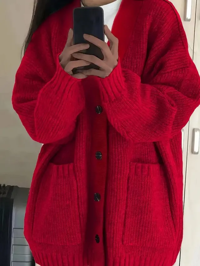 Loose Outer Wear Japanese Lazy Style Vintage Coat For Women Red - Shop at LoveMi
