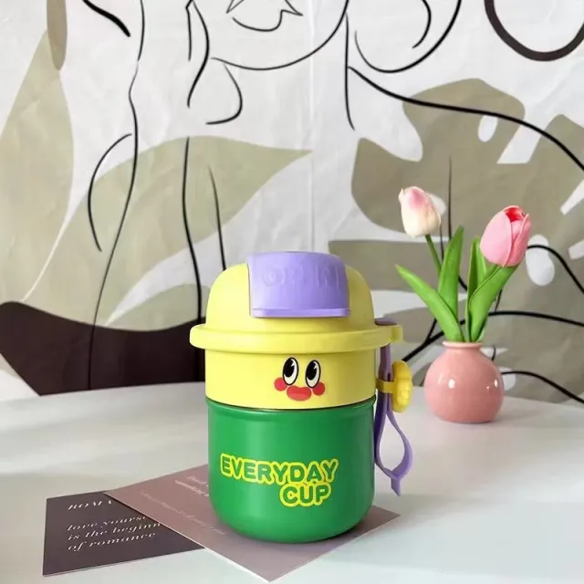 Good looking Coffee Cup Stainless Steel Cold Insulation Cup Cartoon Cute Light Green - Shop at LoveMi