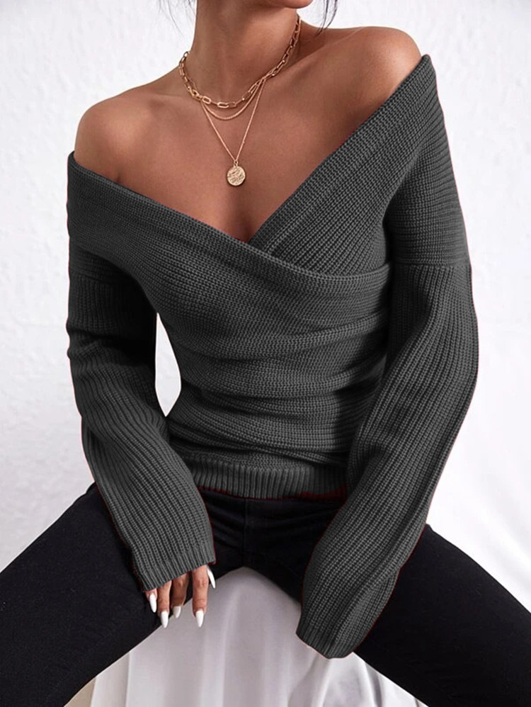 Women's Crossover Crew-Neck Sweater – Movement and Drape Shot