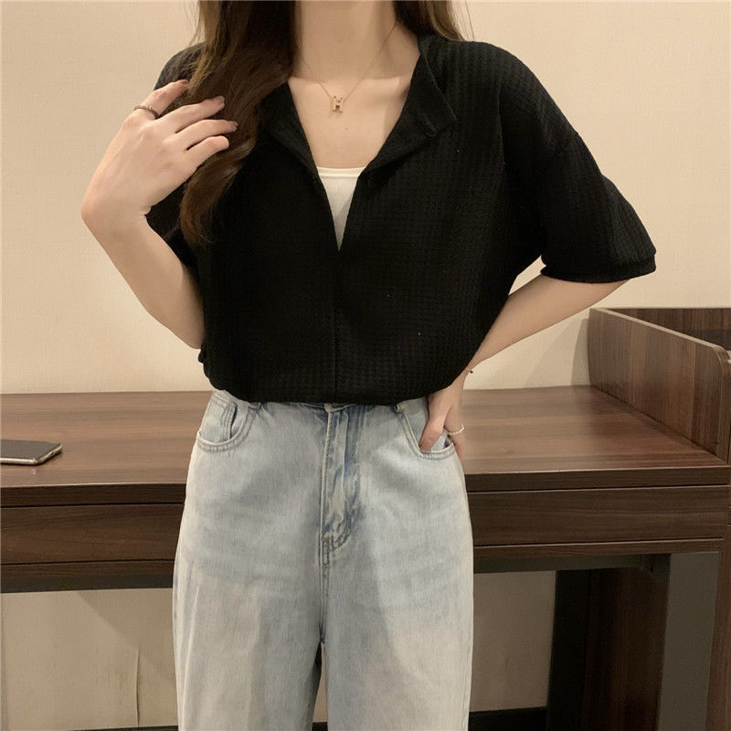 Women's V Neck Short Sleeved T Shirt Loose Tops