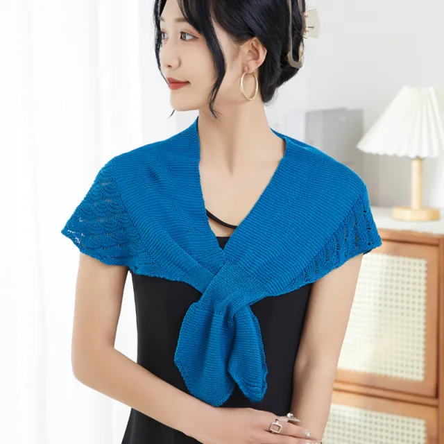 Ice Silk Shawl Outer Match Women's Cloak Neck Protection Scarf Dark Blue - Shop at LoveMi