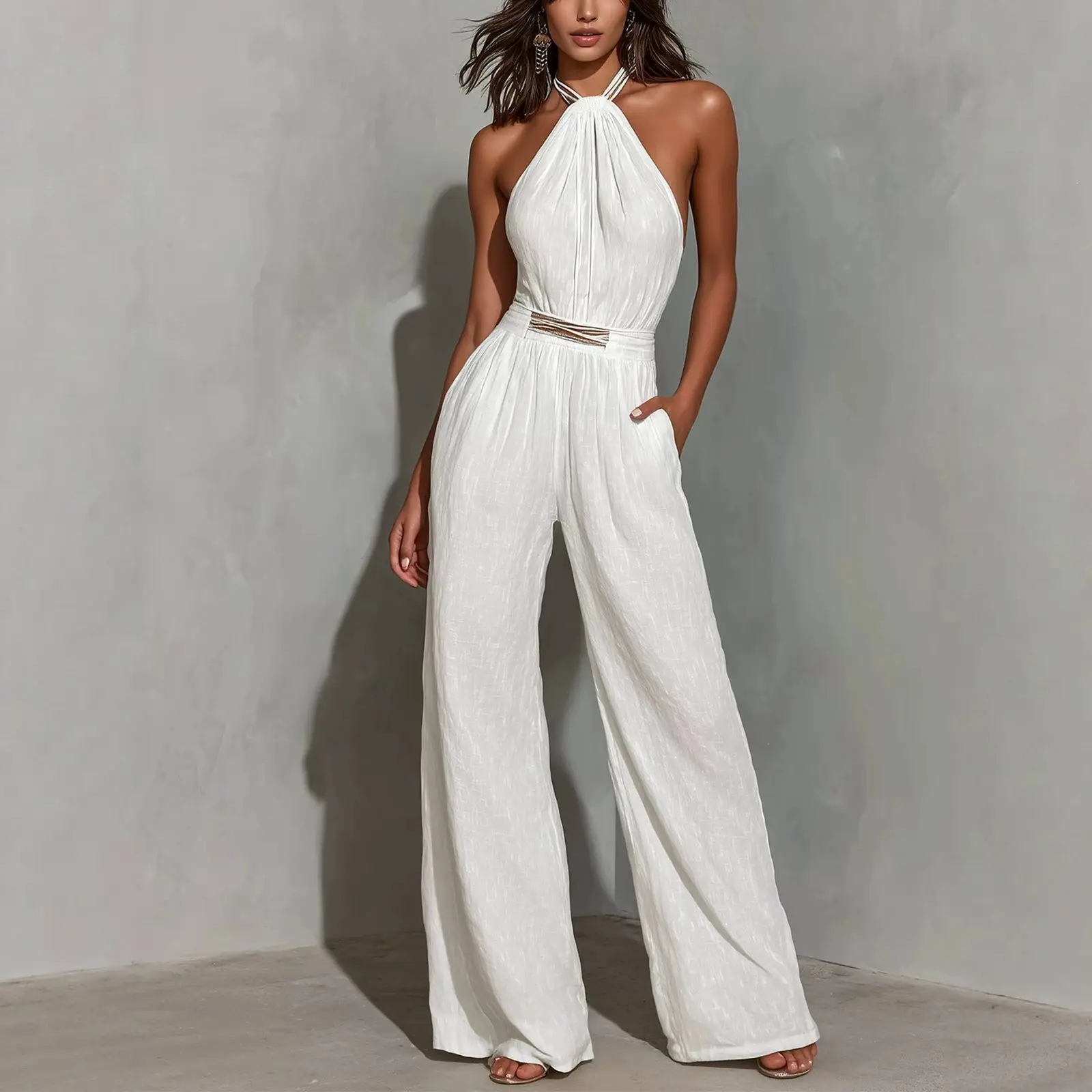 Woven Ribbon Comfortable And Casual Jumpsuit