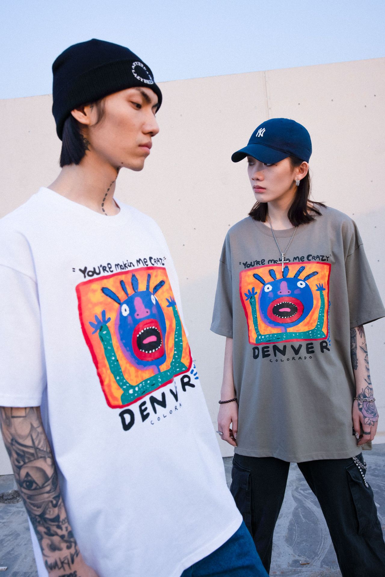 Pattern Printed Street Men And Women Loose Short Sleeve