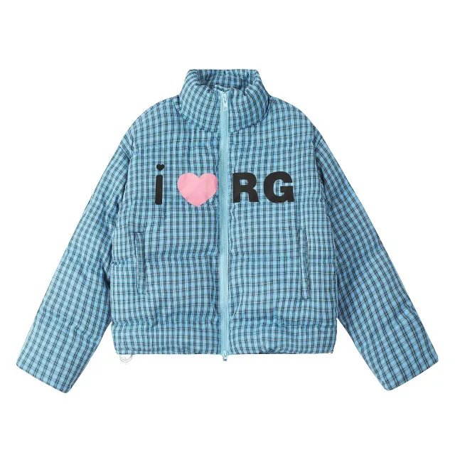 American Retro Plaid Printed Short Cotton Coat Jacket Blue - Shop at LoveMi