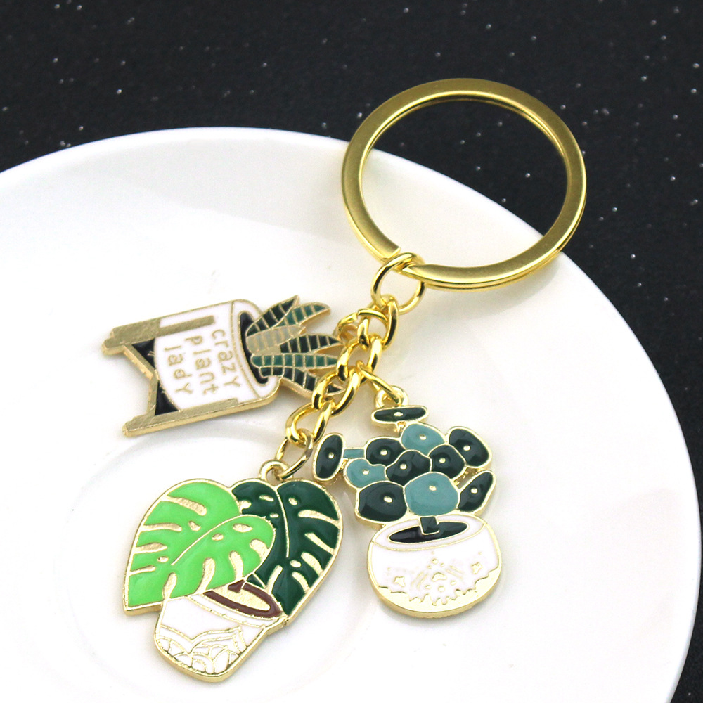 Title 3, Green Plant Cartoon Key Ring Pendant