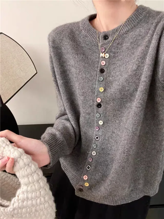 Slimming Soft Long sleeved Shirt Knitted Gray - Shop at LoveMi