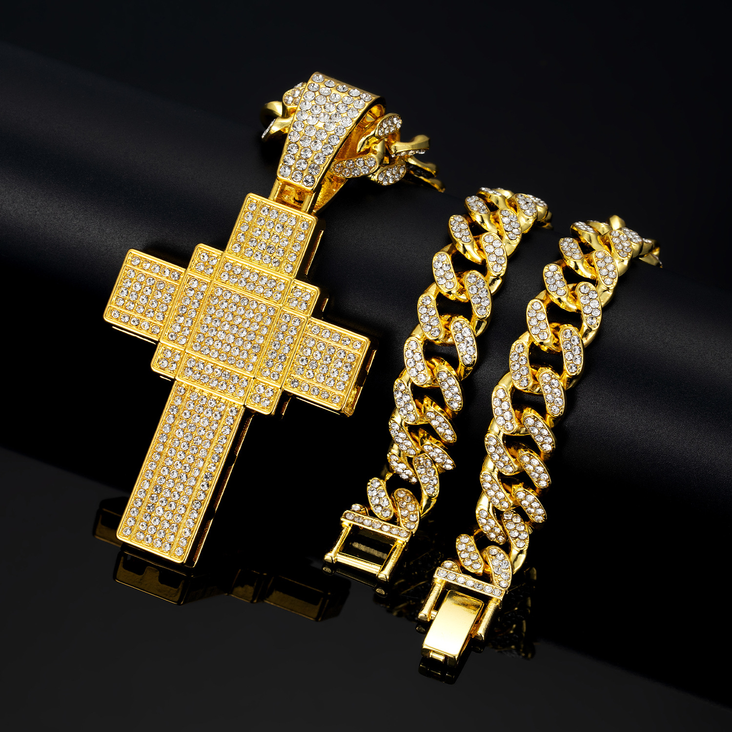 Hip-hop Cuban Necklace Vintage Cross Pendant Necklace