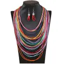 Wax Cord Multi-Layer Tassel Necklace Set view 3