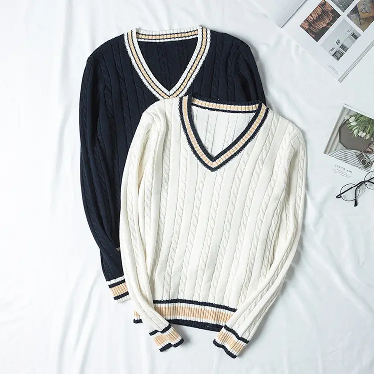 V-neck Pullover Long-sleeve Sweater