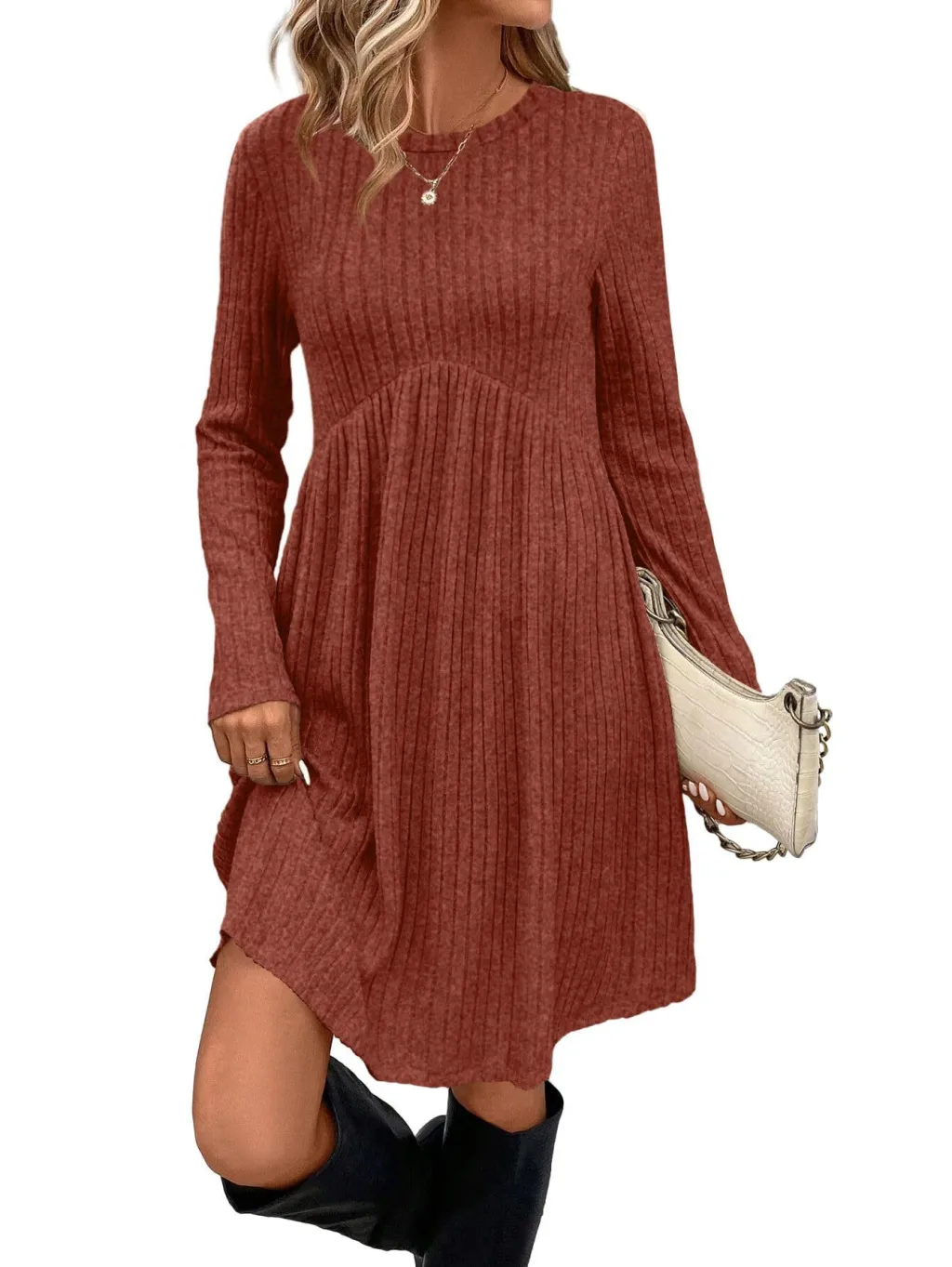 Women's Dress Bohemian Brushed Sunken Stripe - Nutmeg Colors