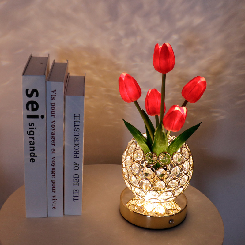 Artificial Flower Pot Decoration Crystal Ambient Light