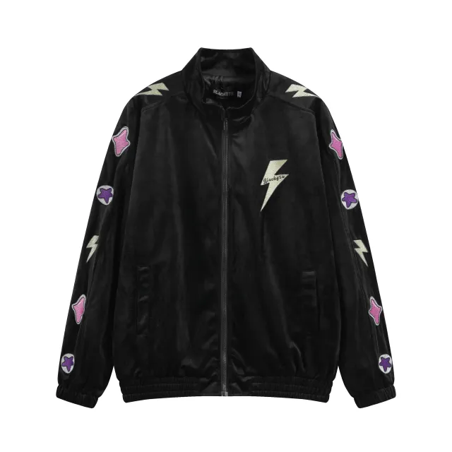 Velvet Jacket Suede Embroidered Coat Black - Shop at LoveMi