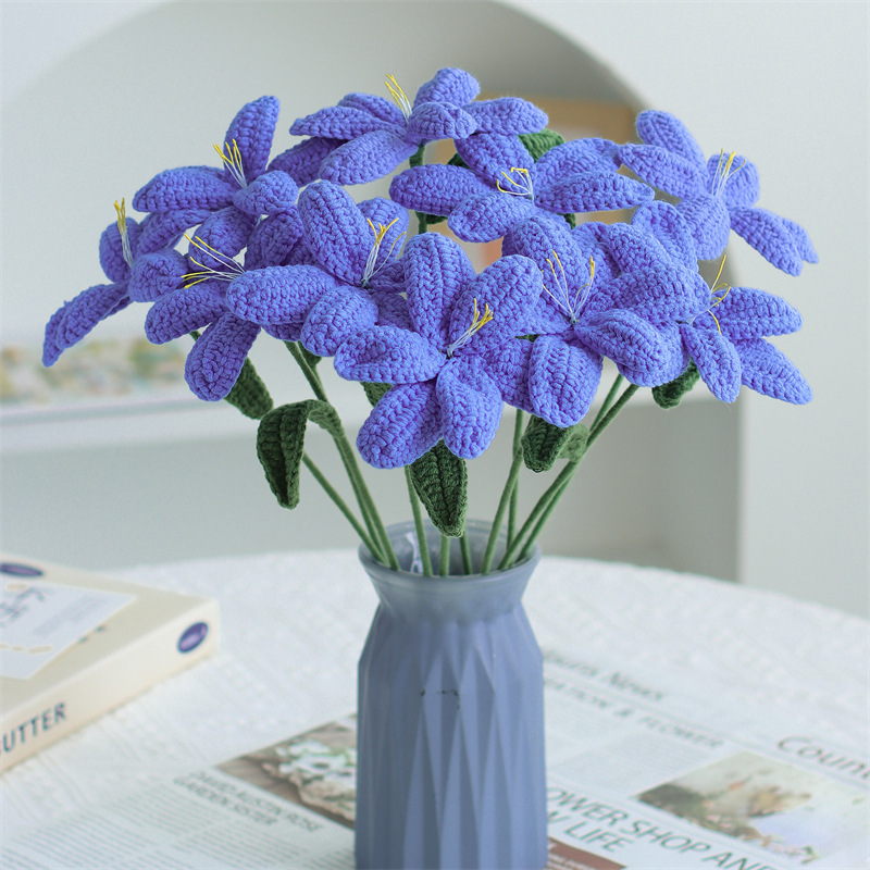 Hand-knitted Finished Yarn Bouquet Of Knitted Artificial Flowers 35