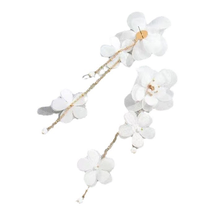 Stylish And Elegant Crystal Petal Long Tassel Earrings With A Cultural Creative Vibe