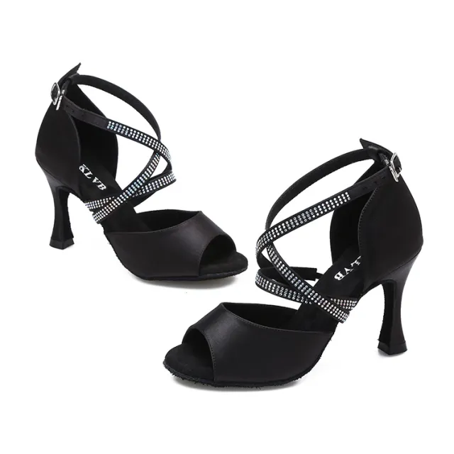 Hot Drilling Latin Dance Shoes Soft Bottom Black - Shop at LoveMi