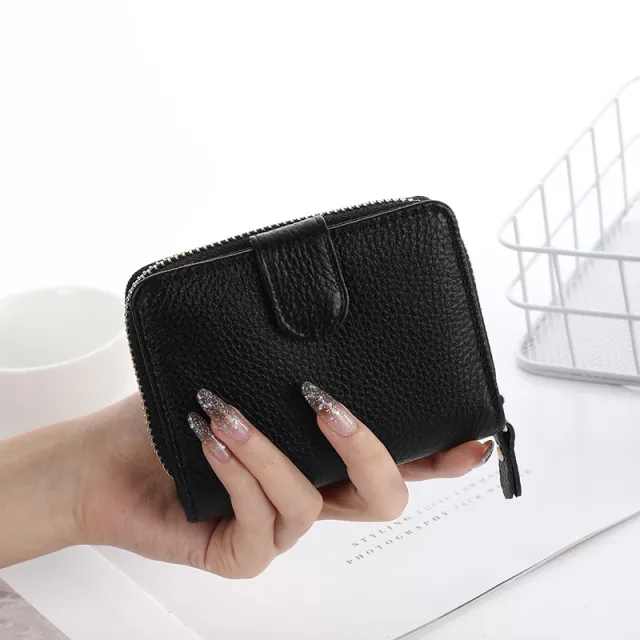Short Organ Women's Leather Card Holder Coin Purse Black - Shop at LoveMi