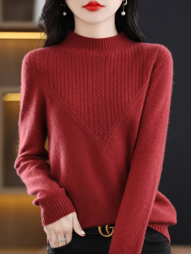 Fall And Winter Outer Wear Lazy And Versatile Knitted Bottoming Sweater Litchi Red - Shop at LoveMi