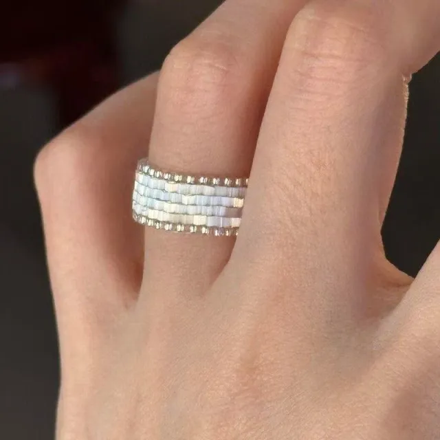 Glaze Bead Handmade String Ring Retro Minority Design High grade Ring For Women Six - Shop at LoveMi