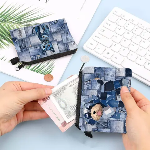 Organizing Storing Denim Jeans Animal Coin Purse