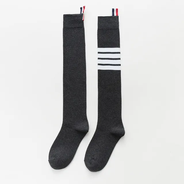 Women's Socks With Four Bars Dark Gray Knee Socks Pairs - Shop at LoveMi